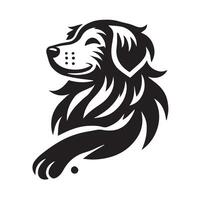 This black and white graphic design features the heads of two dogs, likely a Labrador and a Bernese Mountain Dog, facing partially towards the viewer. vector
