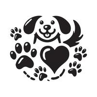 Happy Dog Head Illustration in Simple Style love vector