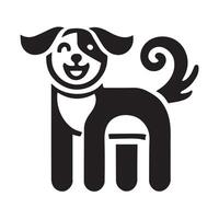 A black and white graphic of a dog's icon vector