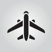 solid black icon of an airplane vector