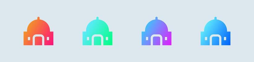 Mosque solid icon in gradient colors. Islam signs illustration. vector