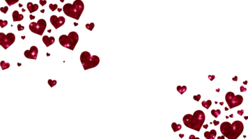 Valentines Day theme background with soft blur and sparkle red hearts scatter randomly in the corner of white backdrop. Valentine Day greeting cards, digital invitation, romantic graphic, website png