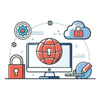 Visualizing the Concept of Virtual Private Networks VPNs vector