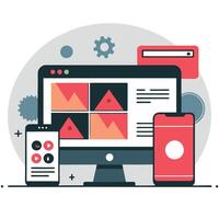 Conceptual Illustration of a User Interface and User Experience Design for a Digital Platform vector