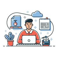 Conceptual Illustration of Keyboard Typing on a Laptop vector