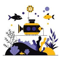 Enchanting Underwater World Explored in a Vibrant Concept Illustration vector