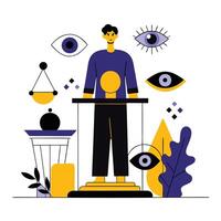Concept Illustration of Truth Unveiled with Bold Colors and Symbolism vector