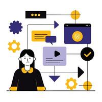 Step-by-Step User Flow Concept Illustration for Website or App Design vector