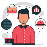 Conceptual Illustration of the Concept of Uploading Ideas and Concepts into a Virtual Realm vector