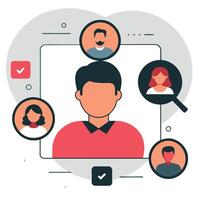 Visualizing the Process of User Research Through Illustrated Concepts vector