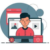 Conceptual Illustration of a Website Error with Page Not Found Message vector