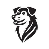 A simple, black and white, graphic illustration of a dog's head icon vector