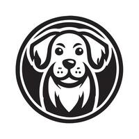 Cute Black and White Dog Face in a Circle logo vector