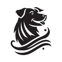black and white, graphic illustration of a dog's head icon vector