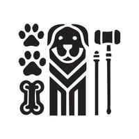 Black and white dog head logo in circle vector