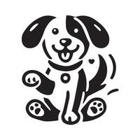 black and white illustration of a dog's head in profile view. vector