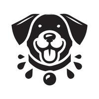 Black and white dog head icon in circle vector