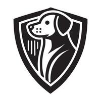 A stylized, black and white illustration of a German Shepherd dog's head icon vector