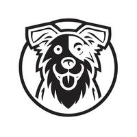 A stylized, black and white graphic of a dog's head vector