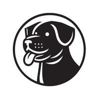 stylized dog head graphic with heart logo vector