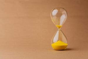 Hourglass, a timepiece, the rules of time and the rush of work, the value and meaning of time photo
