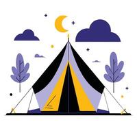 Conceptual Illustration of a Tent in the Wilderness with a Mountain View vector