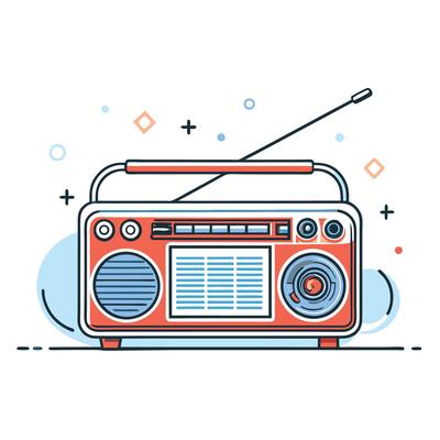 Vintage Radio Illustration Concept Depicting Communication and Entertainment