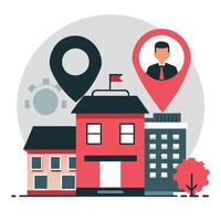 Modern Vacancy Concept Illustration with Geometric Shapes and Bold Typography vector