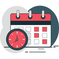 Illustrating the Concept of Time Management with a Clock and Calendars vector