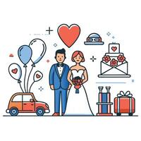 Creative Wedding Concept Illustration with Modern Elements vector
