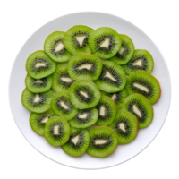 Sliced Kiwi Fruit on White Plate for Healthy Snacking and Diet png
