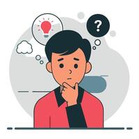 Contemplative Person Lost in Thought with a Thinking Face Expression vector