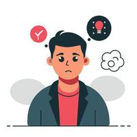 Thoughtful Woman in Contemplative Mood Exploring Ideas and Problem Solving vector