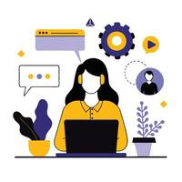 AI-Powered Virtual Assistant Providing Digital Support and Guidance vector