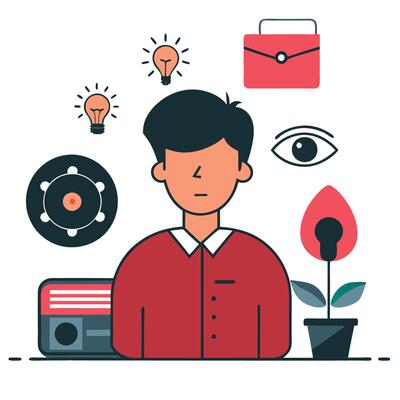 Concept Illustration of a Vision Statement with a Team and Compass