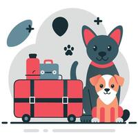 Illustrative Guide to Traveling with Your Beloved Pets vector