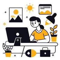 Creative Professional Constructing a Website Concept Illustration vector