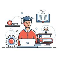 Conceptual Illustration Depicting the Core Ideas and Key Themes of a Thesis vector