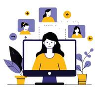 Futuristic AI Virtual Assistant Concept Illustration with Holographic Interface vector