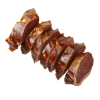 Delicious Grilled Meat Platter with Tender Slices of Pork Ribs and Beef Steak on Wooden Surface png