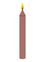 Candle with a warm flame burning brightly against a plain background vector
