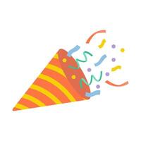 Colorful party horn blowing confetti and streamers at a celebration event vector