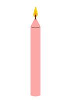 Pink candle with flame on top placed against a simple background vector