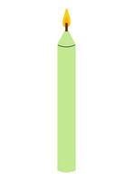 Simple green candle with a flickering flame in a calm setting vector