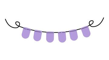 Decorative purple garland hanging on a black string in a simple style vector