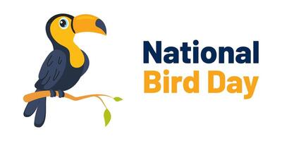 Celebrating National Bird Day with a colorful toucan illustration vector
