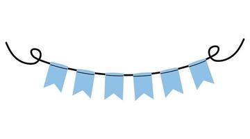 Decorative blue banners hanging on a black string for a celebration vector