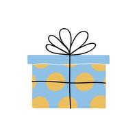 Colorful gift box with polka dots and decorative ribbon on a simple background vector