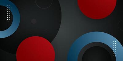 Dark gray gradient illustration background with red and blue circle shapes pattern. Abstract background design with simple geometric style. Cool design. vector