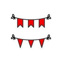 Red Bunting Flags Illustration Featuring Variations in Festive Designs vector
